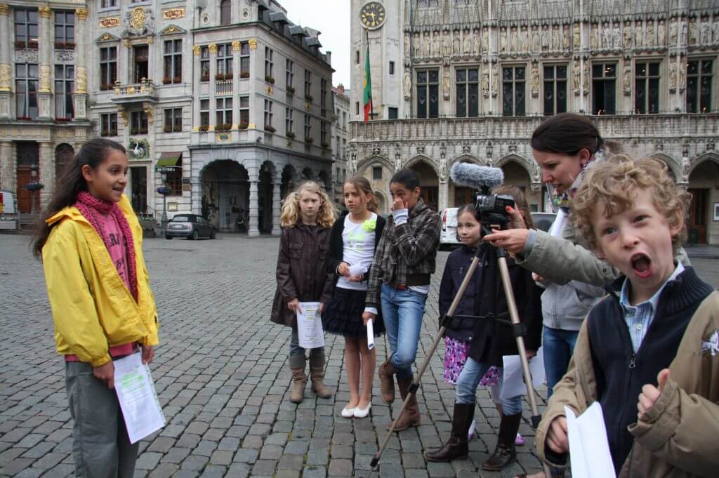Filmopname op de Grote Markt voor de geest van Brussel